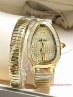 Replica B Serpenti Womens Watches - Snake Bracelet Watch - All Gold Diamond Dial